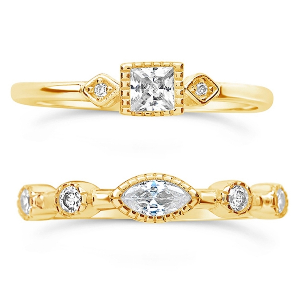 🎁NWT: Set of 14K Gold Cubic Zirconia Rings